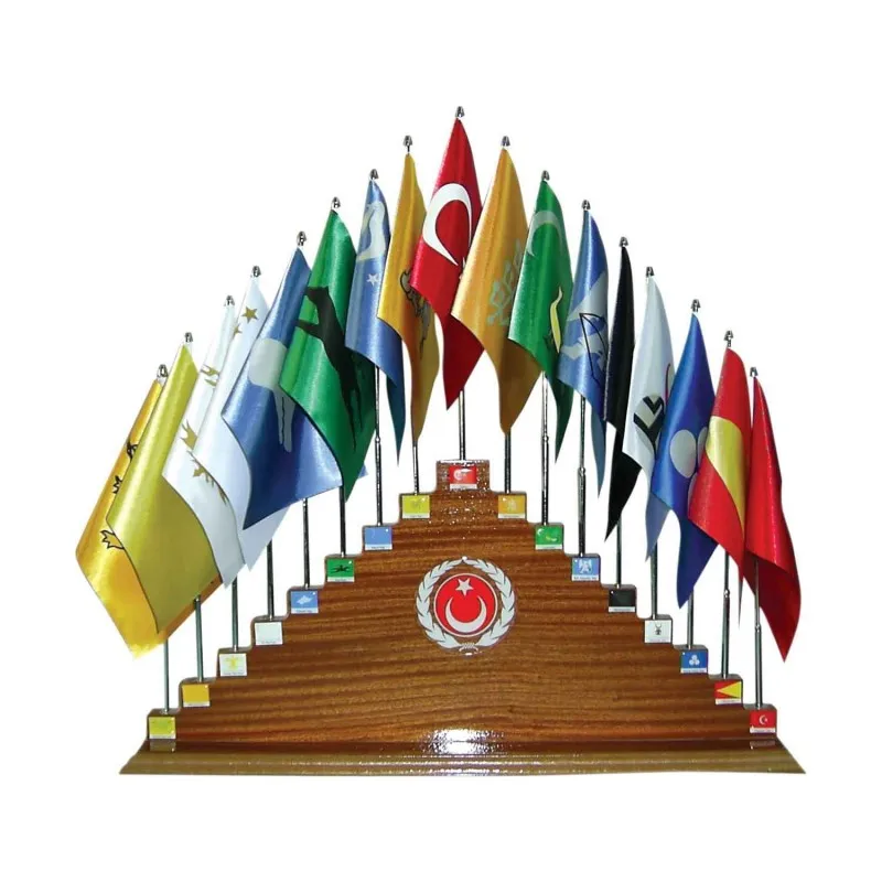 17 Türk Devleti Bayrakları Ahşap Kaideli
